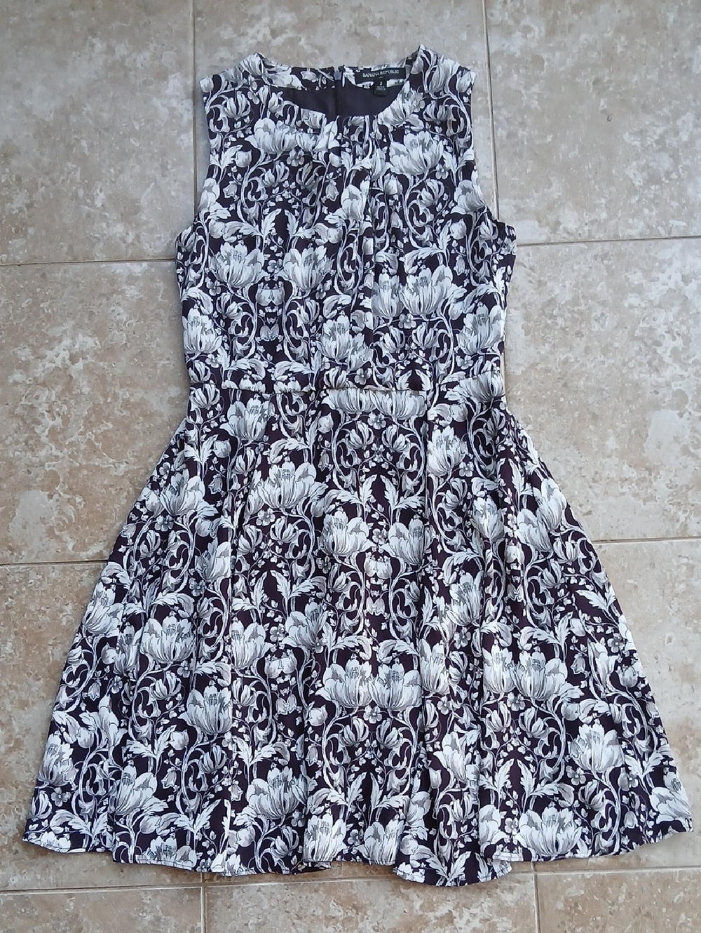 Banana Republic Dark Purple and White Floral Halter Dress
